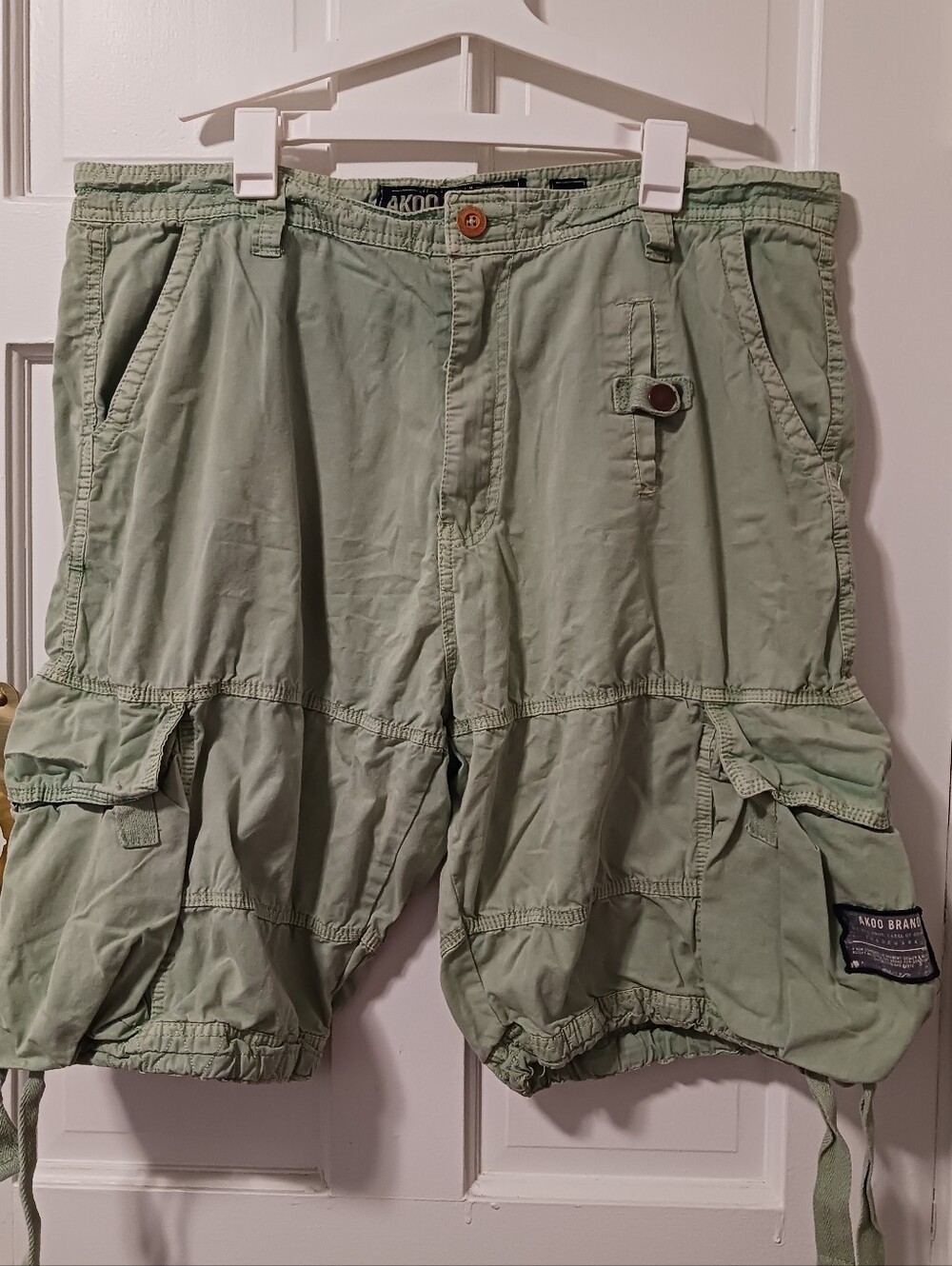 Akoo Brand Cargo Shorts Mens 40 Light Teal Baggy Skater Y2K Gorpcore Jorts